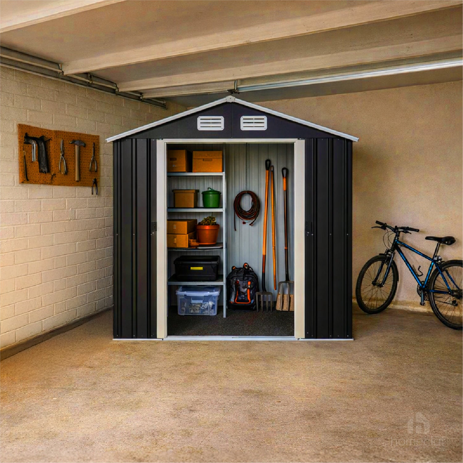 Bodega de Jardín Negra 195x195x125 cm