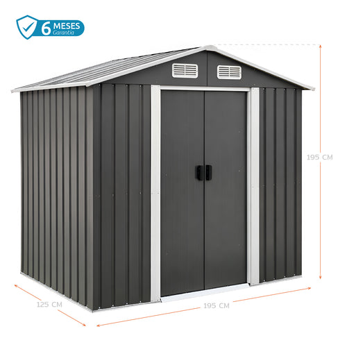 Bodega De Jardín Garage Gris 195x195x125 cm Homeclaf