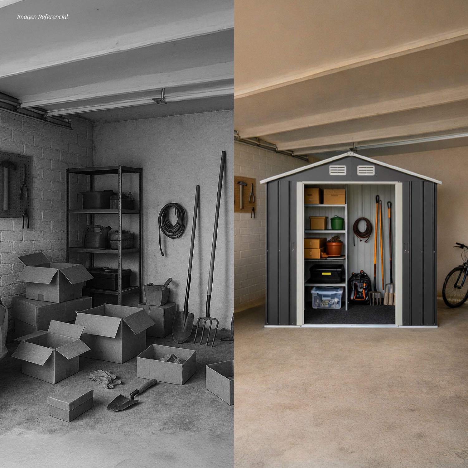 Bodega De Jardín Garage Gris 195x195x125 cm Homeclaf