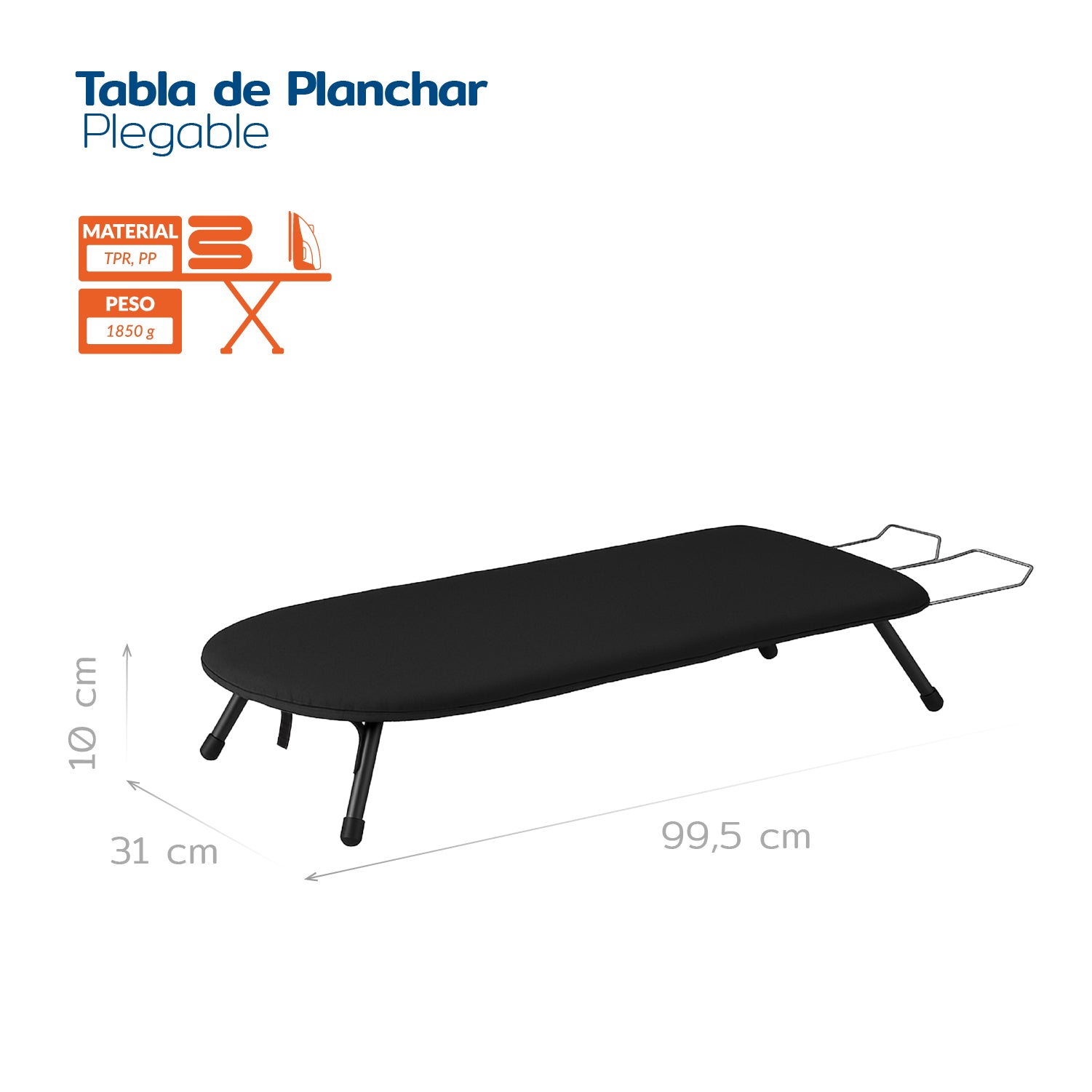 Tabla De Planchar De Mesa Plegable Compacta Y Portátil Negra
