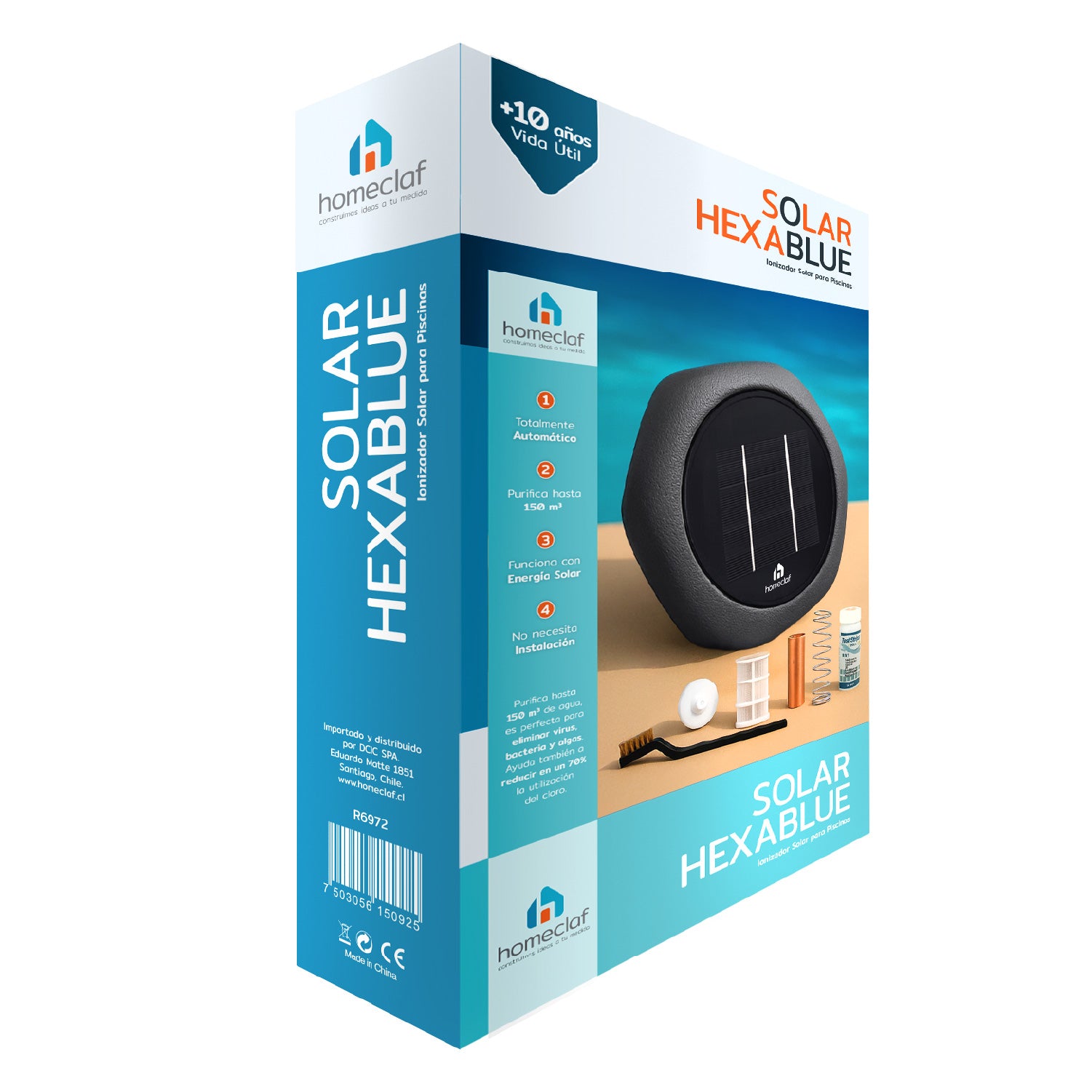 Ionizador Solar Hexagonal Para Piscina 150000 Lts Homeclaf