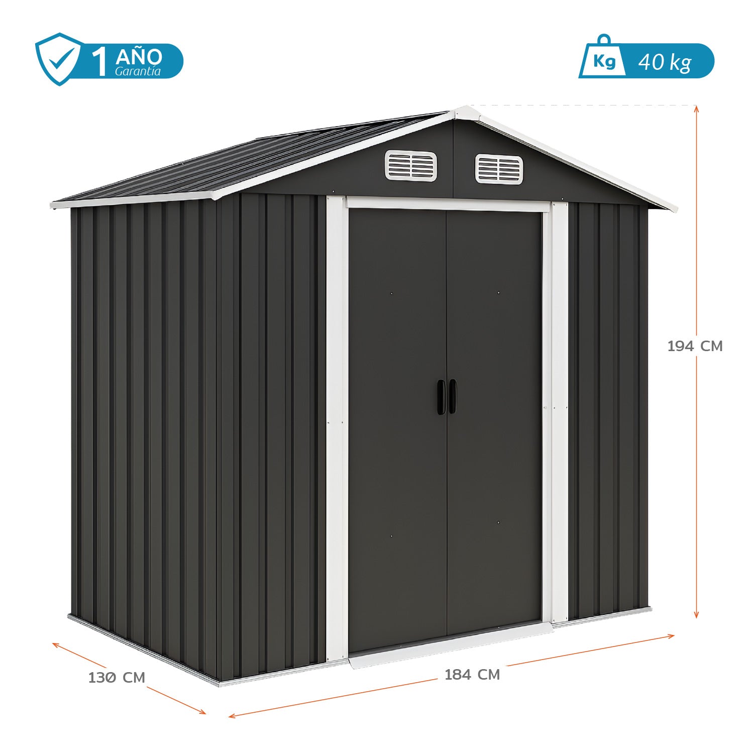 Bodega Prefabricada Jardín Xxl 194x130x184