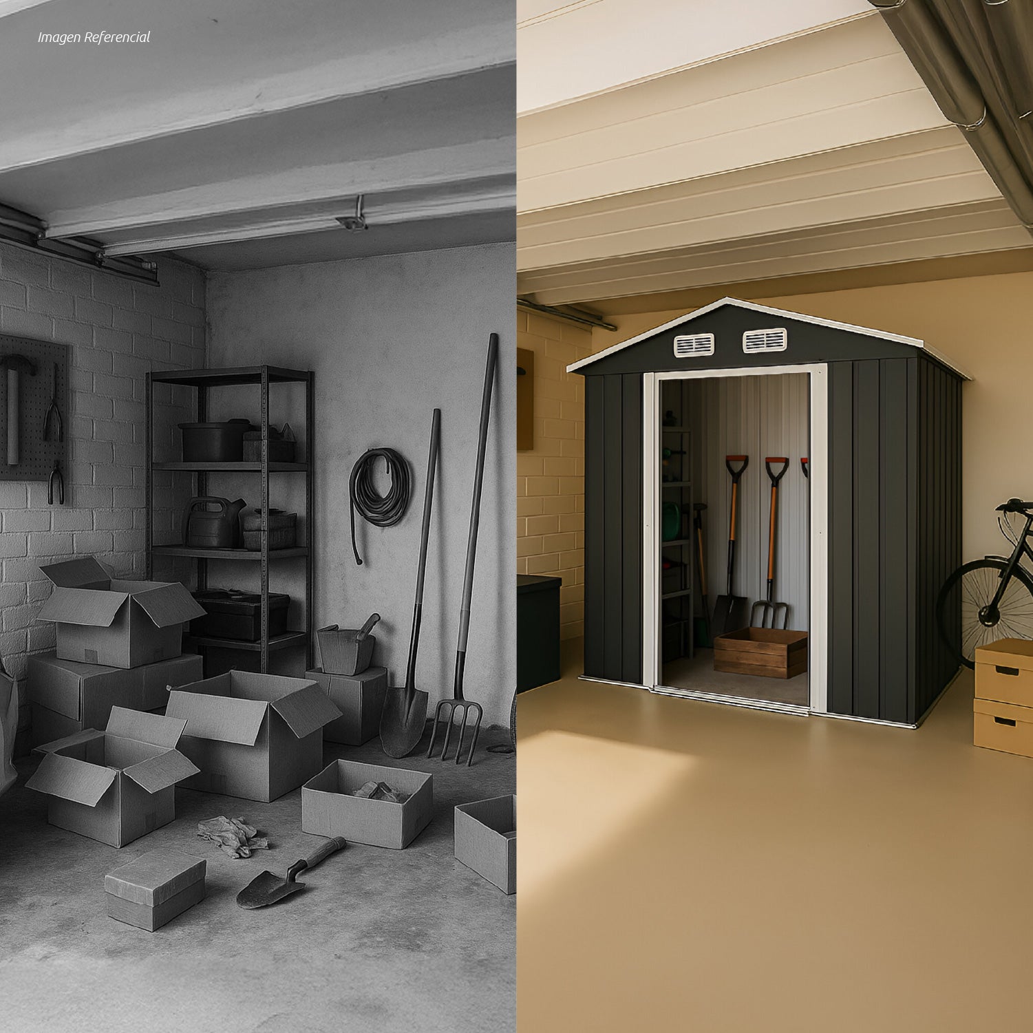 Bodega De Jardín Garage Gris 195x195x125 cm Homeclaf