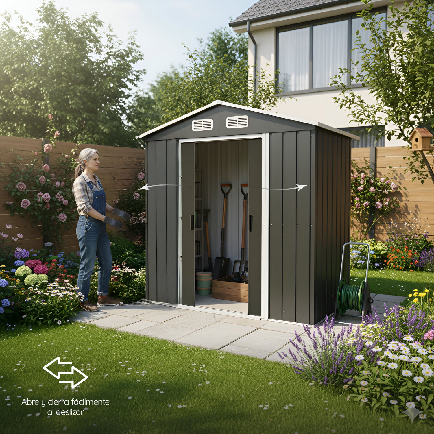 Bodega De Jardín Garage Gris 195x195x125 cm Homeclaf